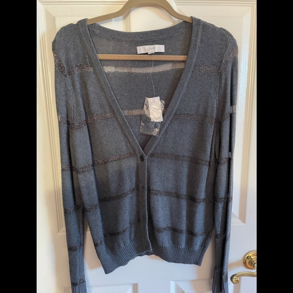 Loft Cardigan gray and metallic - size L